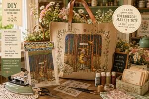 Vintage Mary Engelbreit DIY Tote Kit Mud Pie Jute Bag NWT Daisy Kingdom Transfer